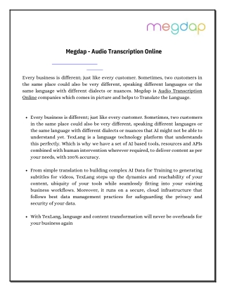 Megdap - Audio Transcription Online