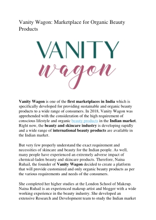 Vanity Wagon Marketplace for Organic Beauty Products