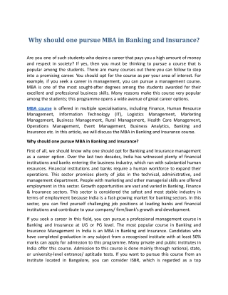 MBA in Banking and Insurance