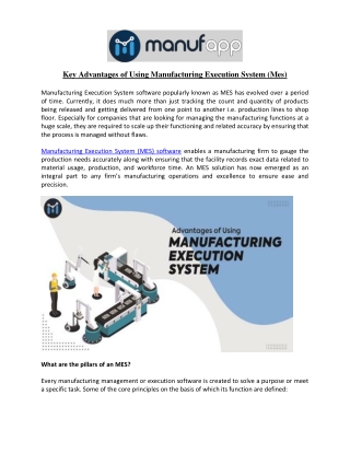 Key Advantages of Using Manufacturing Execution System (Mes)