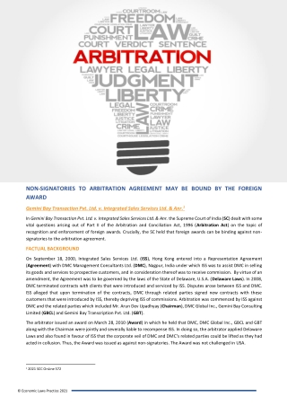 NON-SIGNATORIES TO ARBITRATION AGREEMENT MAY BE BOUND BY THE FOREIGN AWARD