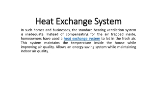 Heat Exchange System