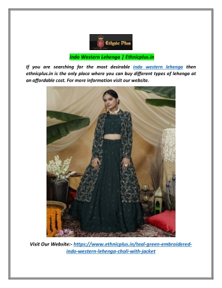 Indo Western Lehenga | Ethnicplus.in