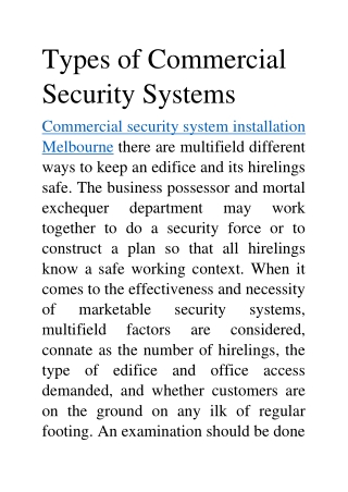 commercial security system installation melbourne