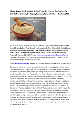 Global Quinoa Seeds Market Research Report 2022-2026