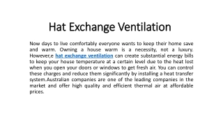  Hat Exchange Ventilation