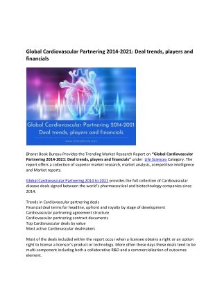 Global Cardiovascular Partnering 2014-2021