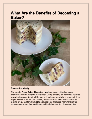 What Are the Benefits of Becoming a Baker