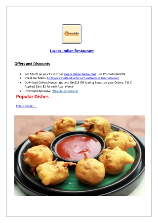 5% Off - Lazeez Indian Restaurant Menu Bayswater, VIC