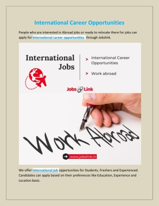 International Career Opportunities