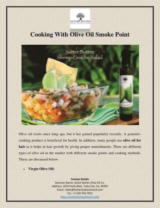 Cooking With Olive Oil Smoke Point