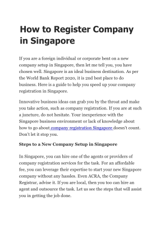 How to Register Company in Singapore