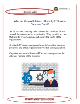 What are Various Solutions offered by IT Services Company Dubai?