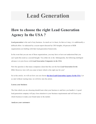Lead Generation