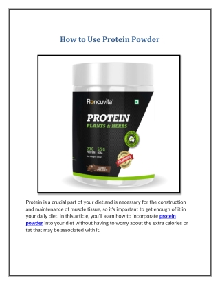 How to Use Protein Powder