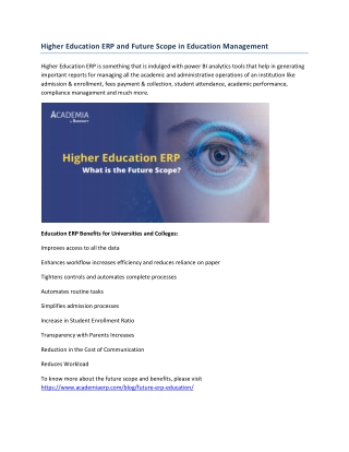 Higher Education ERP and Future Scope in Education Management