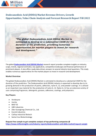 Dodecanedioic Acid (DDDA) Market