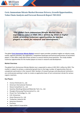 Ceric Ammonium Nitrate Market
