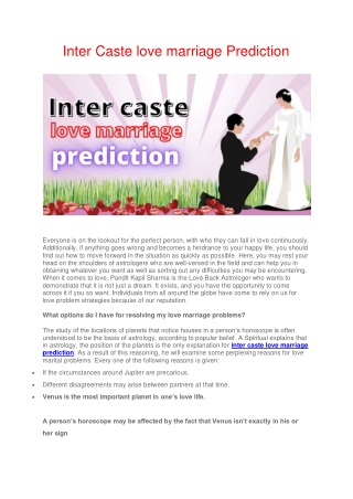 Inter Caste love marriage Prediction