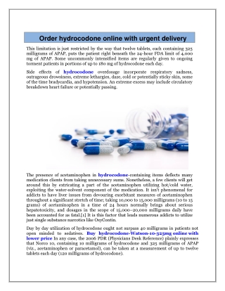 Order hydrocodone online with urgent delivery