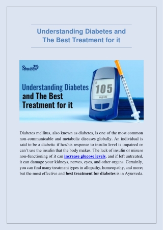 Understanding Diabetes and The Best Treatment for it