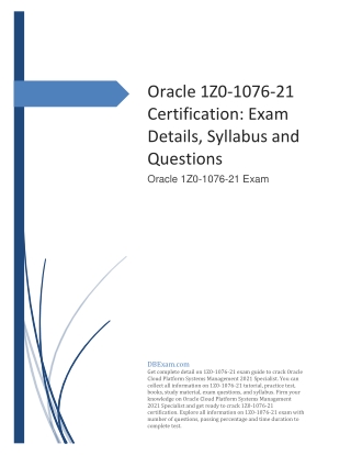 Oracle 1Z0-1076-21 Certification: Exam Details, Syllabus and Questions
