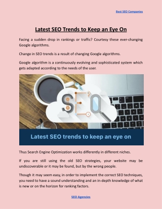 Latest SEO Trends to Keep an Eye On