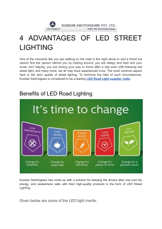 4 ADVANTAGES OF LED STREET LIGHTING