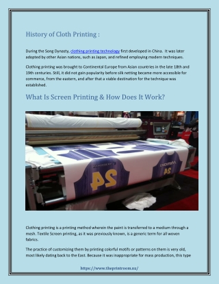 History of Cloth Printing