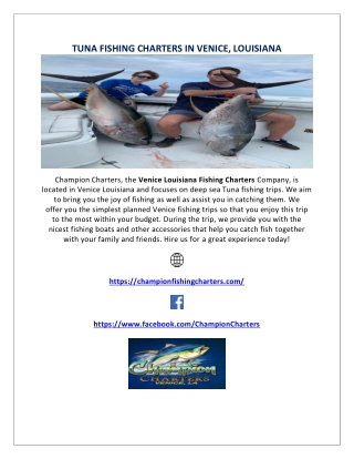 TUNA FISHING CHARTERS IN VENICE , LOUISIANA