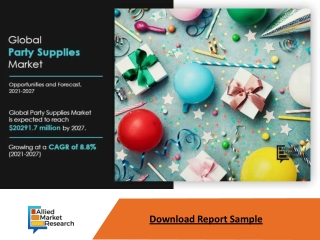 Party Supplies Market is Expected to Reach $20.3 Billion by 2027—Allied Market R