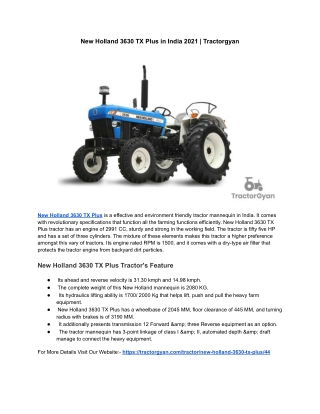New Holland 3630 TX Plus in India 2021 | Tractorgyan