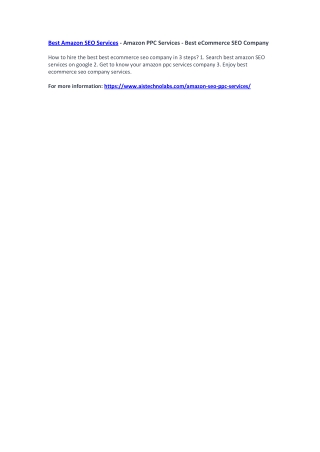 Best Amazon SEO Services - Amazon PPC Services - Best eCommerce SEO Company