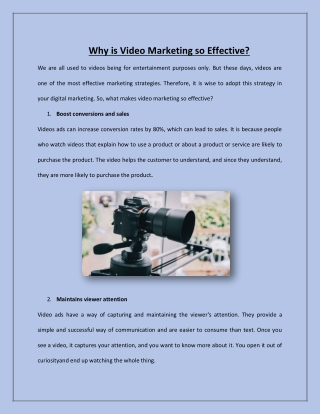 Why is Video Marketing so Effective