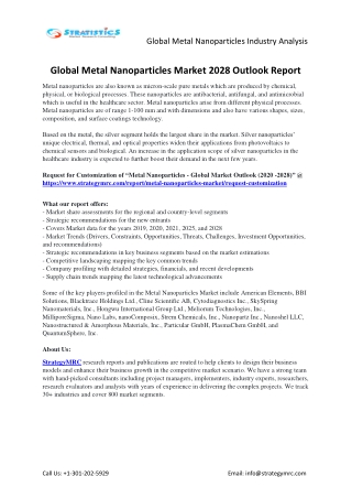 Metal Nanoparticles Market Forecasts to 2028