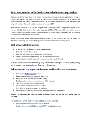 Web Automation with Qualitative Selenium testing services