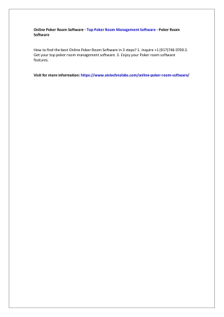 Online Poker Room Software - Top Poker Room Management Software