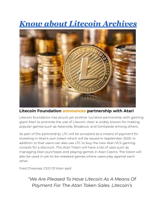 Know about Litecoin Archives