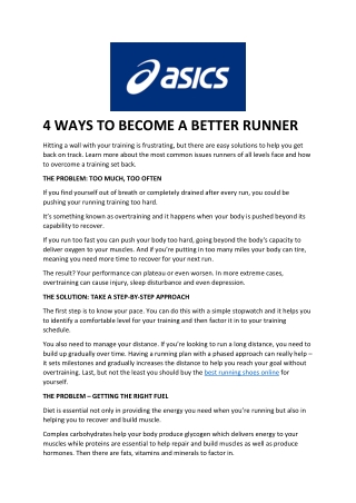 4 WAYS TO BECOME A BETTER RUNNER