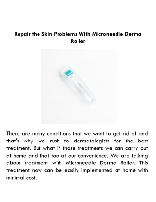 Repair the Skin Problems With Microneedle Derma Roller