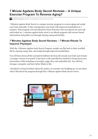 7 Minute Ageless Body Secret Reviews