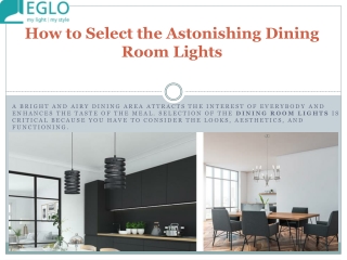 How to Select the Astonishing Dining Room Lights