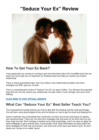 Seduce Your Ex Review