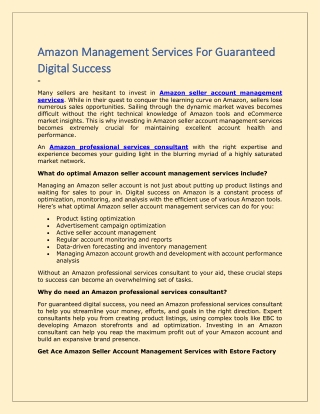 Amazon Management Services For Guaranteed Digital Success