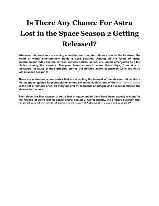Is There Any Chance For Astra Lost in the Space Season 2 Getting Released_