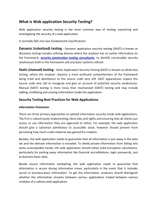What is Web application Security Testing