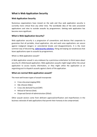 What is Web Application Security