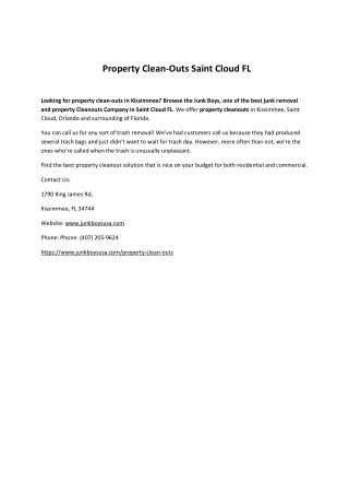 Property Clean-Outs Saint Cloud FL