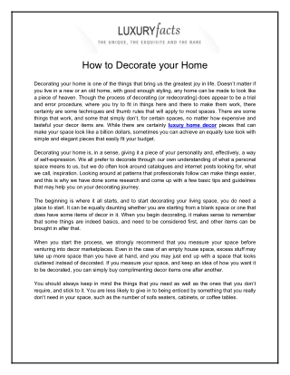 How to Decorate your Home