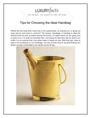 Tips for Choosing the Ideal Handbag